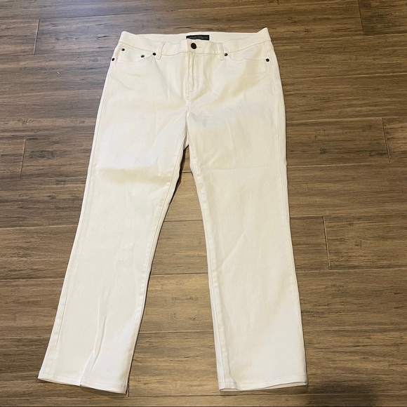 Lauren Ralph Lerann jeans tan white straight leg